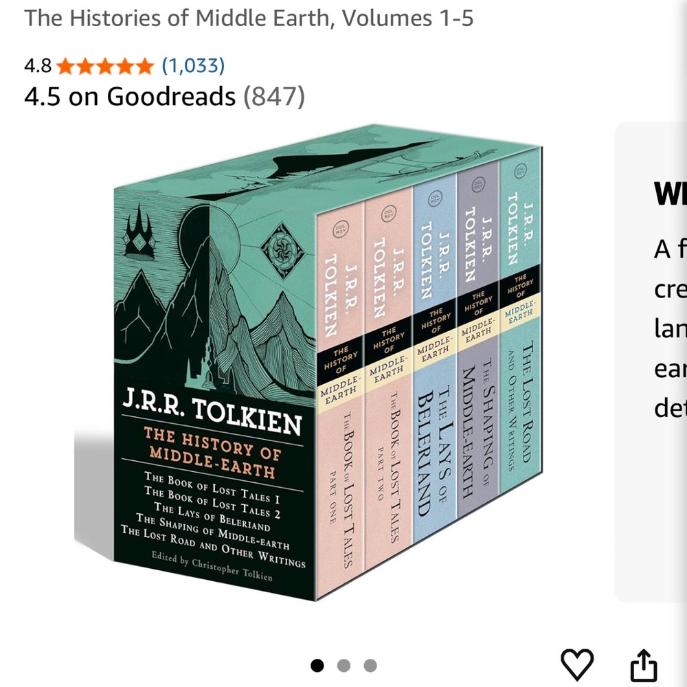 BRAND NEW The History of Middle-Earth Volumes 1-5 - Pastel Multi Color Box Set